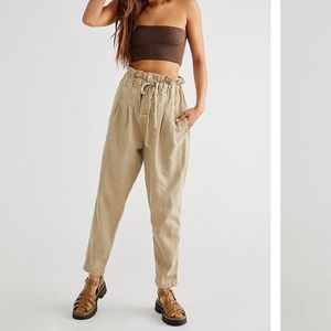 Free People Margate Pleated Trousers in Grey